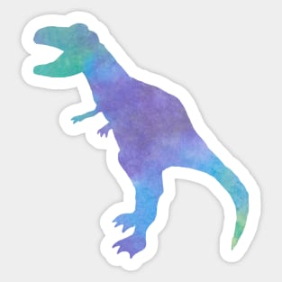 watercolor t-rex dinosaur - blue, purple, and green Sticker